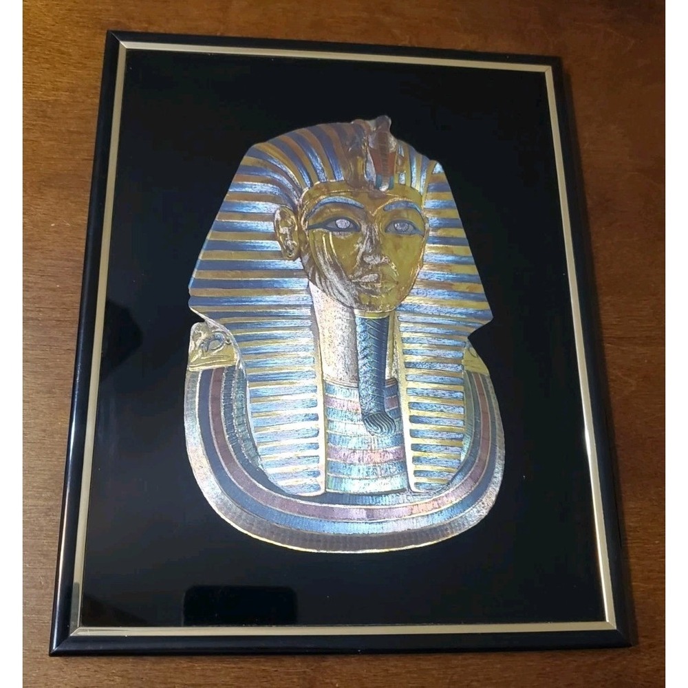Vintage King Tut Egyptian 8x10 Framed Picture Art Kafka Etching